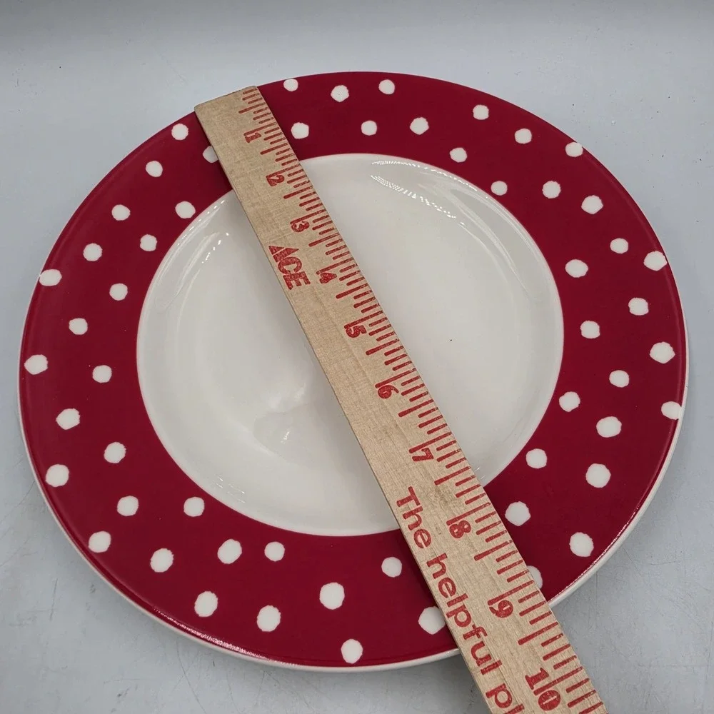 Lenox Kate Spade Primrose Drive Red Dot Accent Salad Plates 9.5